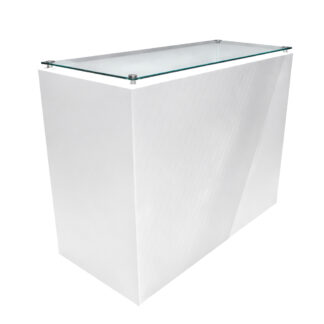 Counter Ömsa WHITE with tempered glass top W=120cm D=60cm H=106cm