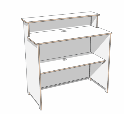 Illuminated white bar counter, 1 shelf, LxDxH 100x52.5x110 cm - Image 2