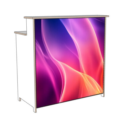Illuminated white bar counter, 1 shelf, LxDxH 100x52.5x110 cm