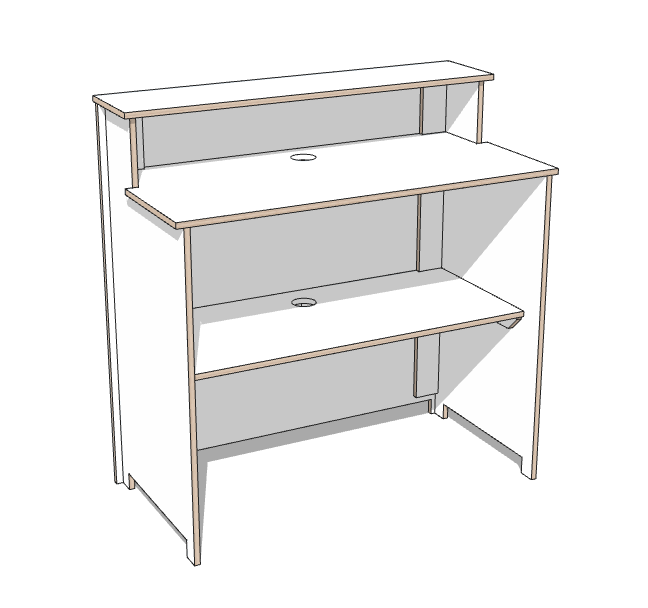 White bar counter with two levels, 1 shelf, LxDxH 110x52.5x110 cm - Image 2