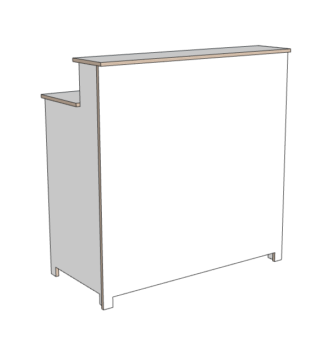 White bar counter with two levels, 1 shelf, LxDxH 110x52.5x110 cm
